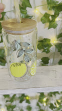 Load and play video in Gallery viewer, Lemons 16 oz Glass Cup w/ Bamboo Lid
